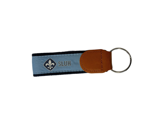 Light Blue Fleur De Lis Grosgrain Ribbon Key Chain