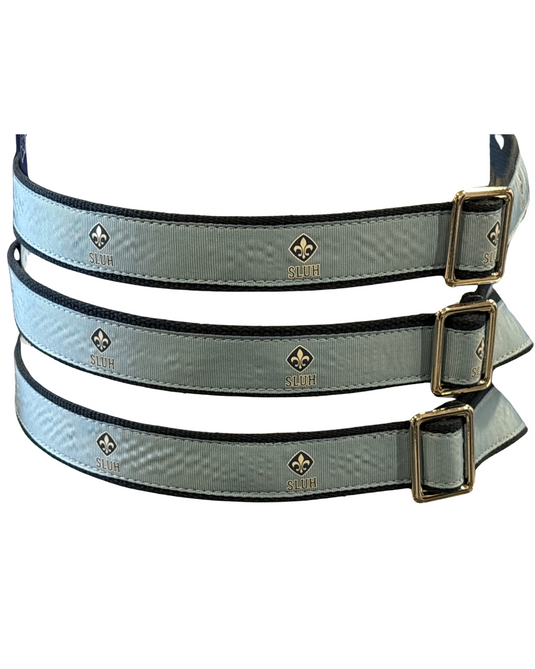 Light Blue Fleur De Lis Grosgrain Ribbon Belt