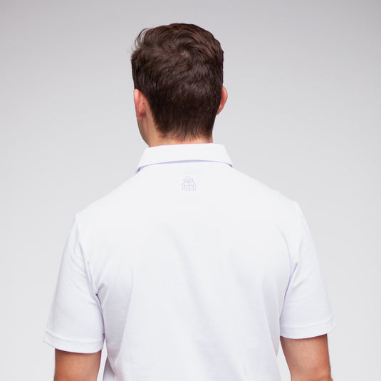 TravisMathew White Coastal Chest Stripe Polo