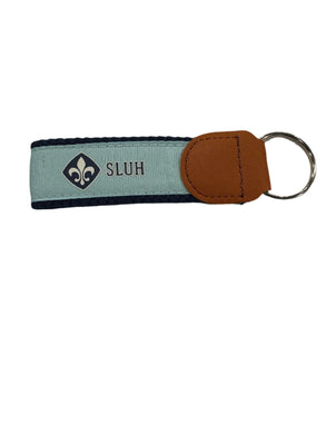 Light Blue Fleur De Lis Grosgrain Ribbon Key Chain
