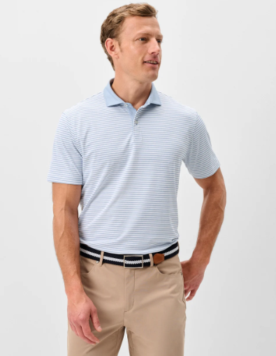 Load image into Gallery viewer, Johnnie-O Cruz Performance Mesh Solid Collar Stripe Polo
