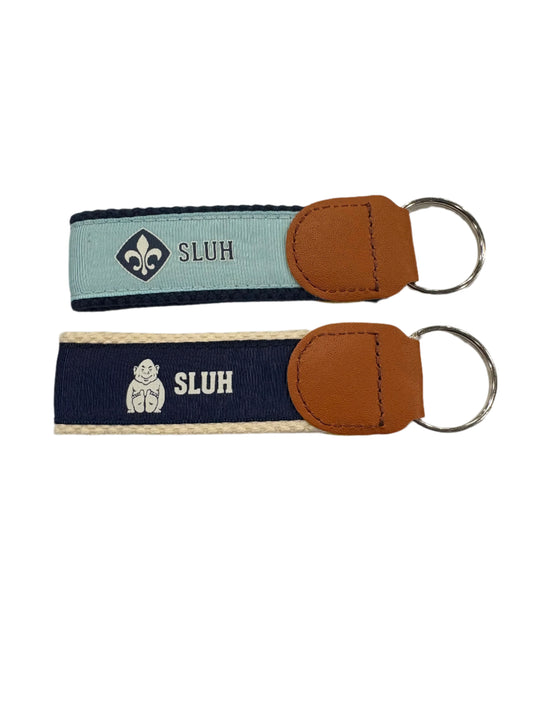 Navy Jr. Billiken Grosgrain Ribbon Key Chain